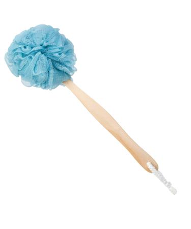 Arswin Loofah Back Scrubber for Shower Wooden Handle Bath Sponge Lufa Shower Brush  Soft Nylon Mesh Back Cleaner Washer  Body Brush for Women&Kids Bathroom Shower Accessories (Blue)