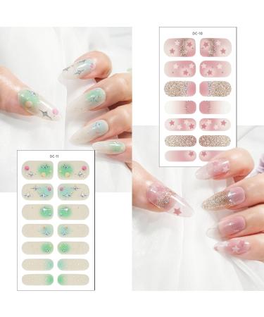 Buy Semi Cured Gel Nail Strips - 8 Sheets of Flower Heart & Star Designs | Nail Art Stickers & Decals for Stunning Manicures - Buy Online on GoSupps.com