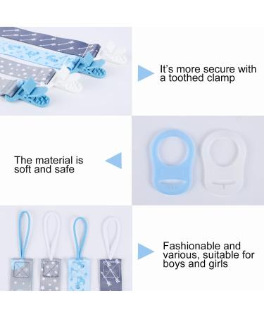 8 Pcs Boys Dummy Clips with Silicone Button Ring Pacifier Holder Leashes - Fits All Pacifiers for Teething Toys - Baby Shower Gift - Buy Online on GoSupps.com