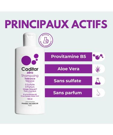 Caditar Z ro Shampoing Tol rance Flacon 150ml Sans Sulfates et Sans Parfum Prot ge la K ratine Douceur et hydratation Fabriqu en France par LABORATOIRES PHARMA-RECHERCHE Blanc 150 ml (Lot de 1) - Buy Online on GoSupps.com