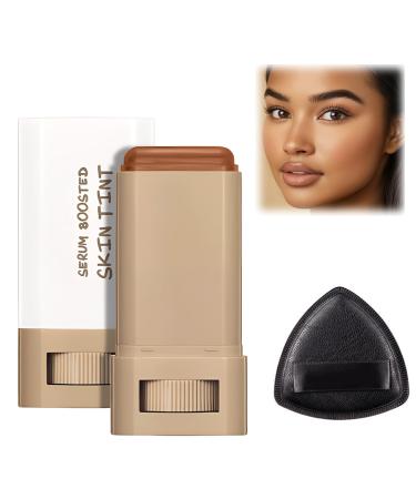 1 Pi ce B ton de fond de teint avec 1 houppette noire triangulaire s rum boosted Skin Tint Balm - Fond de teint hydratant solide