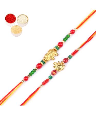 Ghasitaram Gifts Rakhi for Brother Rakhis Online - Set of 2-6043 and 6059 Rakhi Threads