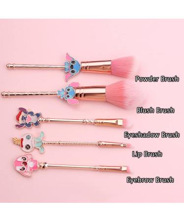 Interstellar Baby Makeup Brushes Set - 5Pcs Stitch Theme Cosmetic Brushes for Young Girls & Women - Premium Pink Gift - Buy Online on GoSupps.com