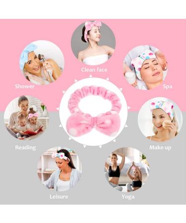 6-Piece Bowknot Hair Band Set - Soft Coral Red Fleece Spa Headband & Silicone Mask Brushes for Makeup & Shower - Buy Online on GoSupps.com