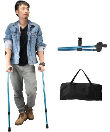 Adult Folding Forearm Crutch with OpeCuff Blue Portable Adjustable Walking Stick for Elderly Disabled and Physically Impaired 1 Unit Run forward - Buy Online on GoSupps.com