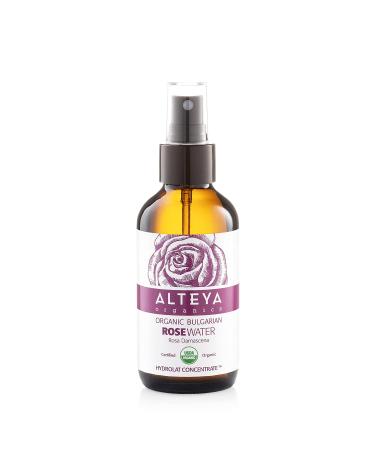Altenya Bio Rose Water Spray in glass bottle 120ml 100% USDA organic certified purely of course water vapor-distilled flower water made of Damascus roses direct sale from Altenya Organics 120 ml (1 Pack)