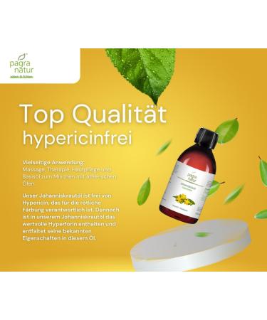 Pagra Natur St. John's Wort Oil - Hypericin-Free 250ml Massage Oil for Relaxation & Wellness - Shop Internationally - Buy Online on GoSupps.com