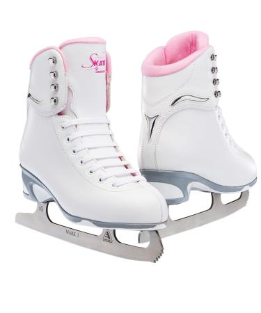 Jackson Ultima SoftSkate Womens/Girls Figure Skate 9 Women's Finesse 180 Hight Top Lace Up Medium Support SoftSkate White/Pink