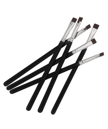 SOESFOUFU 6pcs Flat Eyebrow Brush Eyeliner Tool Eye Brush Travel Makeup Brush Makeup Tool Black Wooden Handle