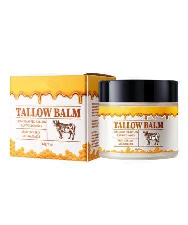 Tallow Honey Balm - Powerfully Moisturizes Honey Tallow Balm - Grass Fed Face Cream With Raw Wild Honey - Tallow Honey Body Lotion - Grass Fed Beef Tallow Moisturizer For Face