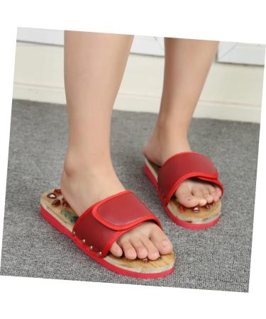 FRCOLOR 1 Pair Massage Slippers Foot Massager Shoe Men Slide Sandals Mens House Slippers Men s Sandals Man Sandals House Shoes for Men Shoes Sandals Mat Wooden Agate Leisure Shoes 36 EU Red - Buy Online on GoSupps.com