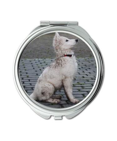 YENDOSTEEN Mirror Compact Mirror Puppy Dog Dirty Swiss White Shepherd Dog Pet Pocket Mirror portable mirror