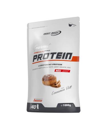 Best Body Nutrition Gourmet Premium Pro Protein Cinnamon Roll 4 components Protein Shake: Caseinat Whey concentrate whey isolate egg protein 1 kg zip bag bag cinnamon roll 1 kg (1 Pack)