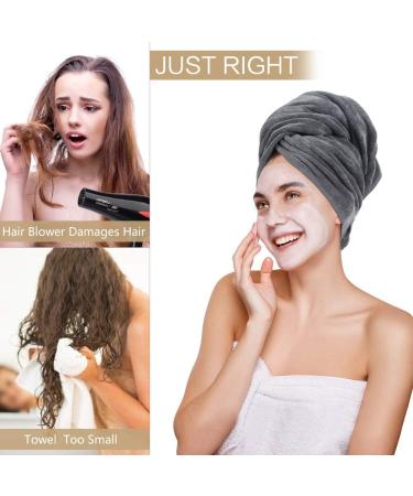 Sunland Microfiber Hair Towel for Women - Super Absorbent & Quick Drying Hair Turban Large 61x109cm in Gray - Buy Online on GoSupps.com