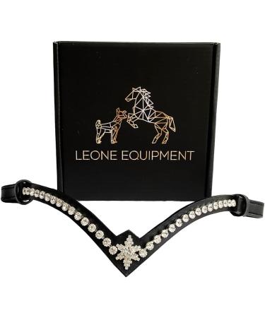 Leone Equipment Browband Horse Glitter Gift Box - Cob/Thoroughbred Silver Stones & Black Leather - Buy Online on GoSupps.com