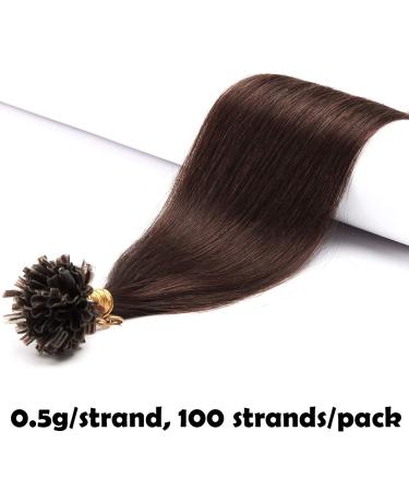 Buy Real Hair Extensions - Keratin U-Tip Bondings 100 Strands Medium Brown #4 18 (45cm) - Premium Quality Human Hair - Buy Online on GoSupps.com