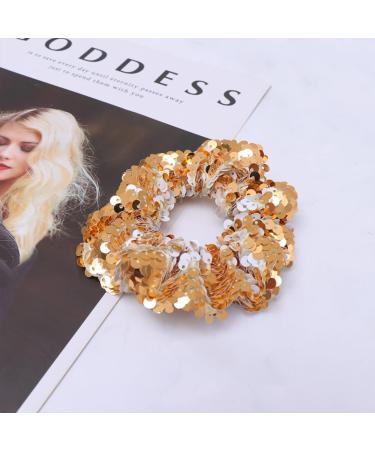 Amosfun Golden Hair Glitter Seedlets Scrunchy Holder - Elastic Hair Bands for Girls & Women - Buy Online on GoSupps.com