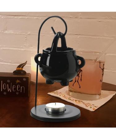 Halloween Black Hanging Cauldron Oil Burner - Pagan Iron Frame Hook & Ceramic Decoration - Incense Holder for Spooky Decor - Buy Online on GoSupps.com