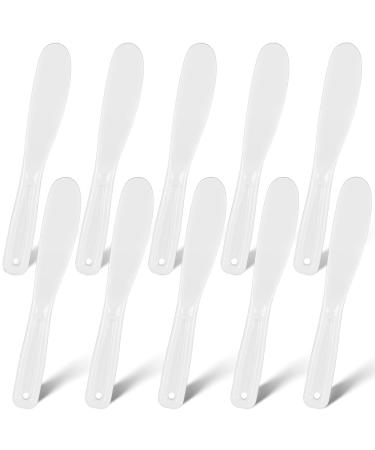 10 Pcs Plastic Cosmetic Spatula Jelly Mask Spatula Skincare Lotion Disposable Spatulas for Facials Face Mask Applicator Makeup Scoop for Facial Tools (White)