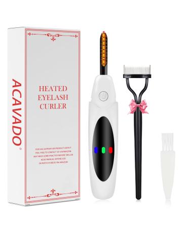 Heated Eyelash Curler Electric Eyelash Curler 3 Heating Mode Super Fast Heating Naturally Lashes Curling Anti-Burn Eyelid Innovative ARC Design Perfect Fit Lash Type-C Fast Charging Pure White