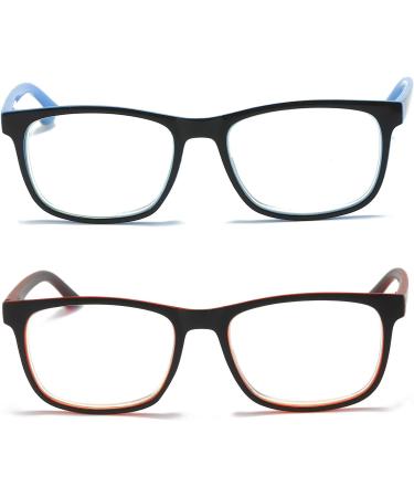MMOWW 2-Pack Reading Glasses for Men & Women - Anti-Blue Light Computer Glasses with Spring Hinges (Red + Dark Blue 1.5x) - Stylish & Comfortable - Buy Online on GoSupps.com