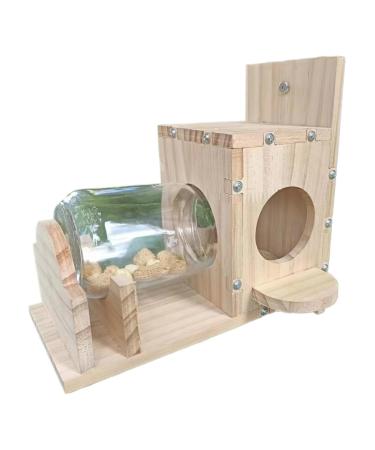 Squirrel Feeder Wooden Squirrel House Transparent Squirrel Feeders for Outside Garden Yard Corn Peanut Squirrel Feeder Squirrel Gifts Squirrel House Squirrel Houses for Outside Nesting Squirrel Gifts