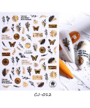 Maple Leaf Nail Stickers Autumn Nails Stickers Decals Transfer Stickers Gold Black 3D Nail Sticker - Buy Online on GoSupps.com