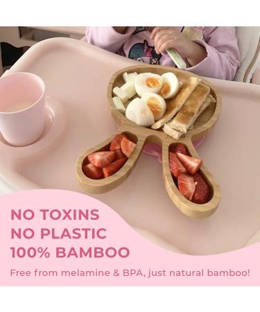 Nohla Baby Weaning Suction Plate - Billie the Bunny - Cherry - 100% Bamboo & FDA Silicone - Spill-Proof Base - BPA-Free - Ideal for 6 Months - Buy Online on GoSupps.com