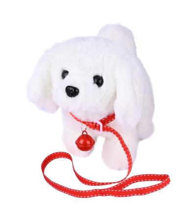 WorWoder Plush Bichon Frise Toy Puppy Electronic Interactive Pet Dog - Walking Barking Tail Wagging Stretching Companion Animal for Kids (Bichon Frise)