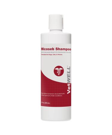 VetWELL Micoseb Medicated Shampoo for Dogs & Cats - Medicated Dog Shampoo with Miconazole, Chlorhexidine & Aloe for Skin Infection Treatment of Skin Conditions 12oz