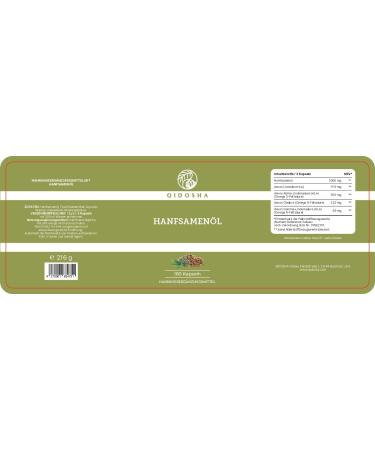 Qidosha Hemp Seed Oil Capsules - High Dose 2000mg Daily 180 pcs Cold-Pressed Omega 3 6 9 1000mg per Capsule - Premium Quality - Buy Online on GoSupps.com