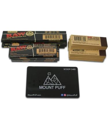 Mount Puff Raw Classic Black Rolling Papers Bundle 11 Items | Raw Classic Black King Size Rolling Papers Raw Classic Black 1 1/4 Size Rolling Papers | 5 x Raw Natural Unrefined Rolling Tips | With Bonus Mount Puff Premium PVC Scoop Card - Buy Online on GoSupps.com