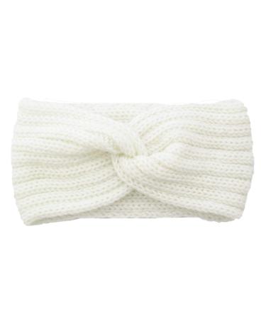 Headband ladies winter crochet front belt tinade knitted girl women headband headband hair band elastic hair mature ear warmer headbearing party outdoor sports (white)