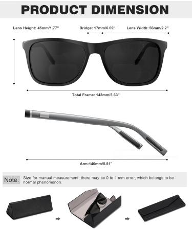 Missfive 3.0x Premium Bifocal Reading Sunglasses - Lightweight Men's Aluminum Golf & Travel Eyewear with Built-in Readers - Durable Vintage Square Metal Glasses - Buy Online on GoSupps.com