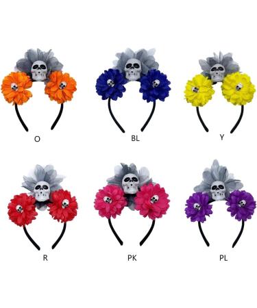 hgnxa Simulated Flower&Skull Shape Headband for Women Halloween Party Hair Hoop Hairband Woman Taking Photo Hair Accessories Blue - Buy Online on GoSupps.com