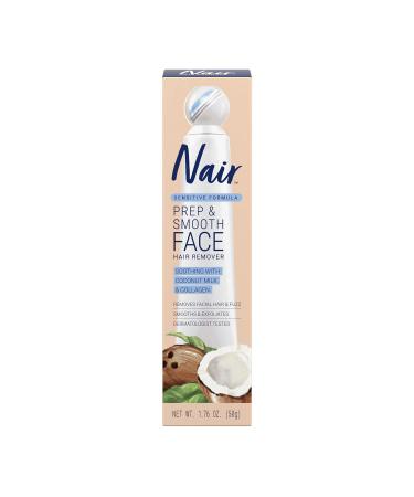 Nair Prep and Smooth Face, Facial Hair Removal for Woman, Touch Free Hair Removal Cream, with Sensitive Coconut Milk and Collagen for Skincare, Dermatologist Tested, 1.76 oz - Buy Online on GoSupps.com