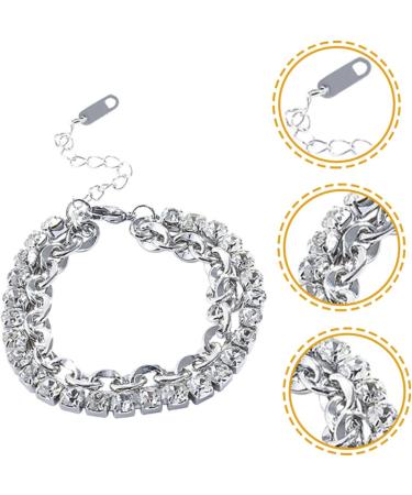 VALICLUD 3pcs Rhinestone Bracelet Beaded Bracelets Women Bracelets Chain Bracelet Charm Bracelets for Girls Bracelet for Charms Girls Bracelet Wrist Jewelry Alloy Light Luxury Decorate Miss 20x2CM Silver - Buy Online on GoSupps.com