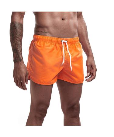 Ronony short pants men sport summer short pants quickly drying running shorts fitness jogging training running sports pants with bags m z004#orange