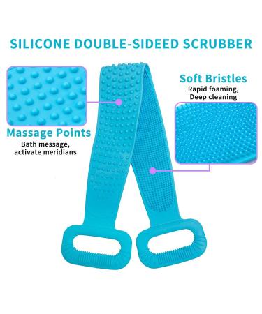 Poemyoued 76CM Silicone Body Back Scrubber | Shower Exfoliating Bath Brush for Men & Women - Buy Online on GoSupps.com