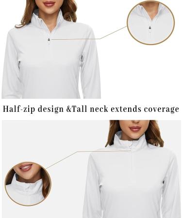 MAGCOMSEN Women's UPF50+ UV Sun Protection Long Sleeve 1/4 Zip Shirt - White - Large - Buy Online on GoSupps.com