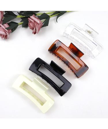 Kavya 4-Piece Large Hair Clips - Non-Slip Plastic Angular Clips for Long Thick Hair - Stylish Leopard Pattern - Perfect for Women - Buy Online on GoSupps.com