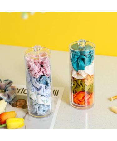 2-Piece SCRunchie Holder & Acrylic Hair Ties Organizer | Cotton Pads & Swab Canister for Bathroom | Clear Makeup Supply Storage - Buy Online on GoSupps.com