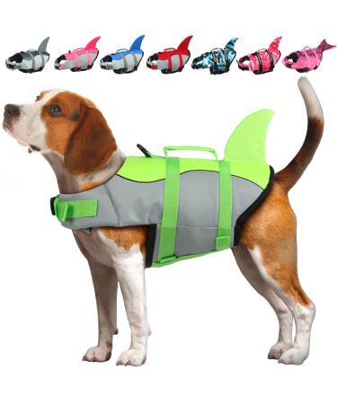 Emust dogs life jacket adjustable small/medium -sized/large dog chimney for water safety pets with a rescue handle safety vest for swimming pool beach booting l green l green green - Buy Online on GoSupps.com