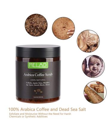 100% Natural Arabica Coffee Body Peeling Cream - Anti-Aging Body Scrub & Face Exfoliant - 250g for Clear Skin - Buy Online on GoSupps.com
