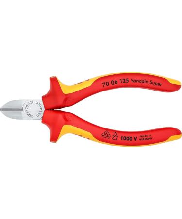 Knipex Diagonal Cutter chrome-plated insulated with multi-component grips VDE-tested 125 mm 70 06 125 Multi-component Grips Yellow/Red 1000 V 125 mm chrome-plated standard packaging - Buy Online on GoSupps.com
