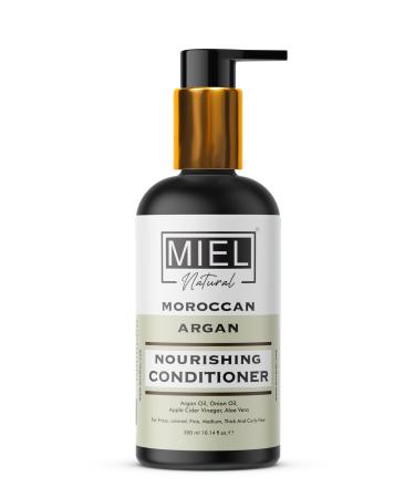 Miel Natural| Moroccan Argan Nourishing Conditioner with Argan oil of Morocco| Apple Cider Vinegar| Onion Oil| All natural| Organic| Vegan| Cruelty Free| 10.14fl.oz. (10.14 fl.oz)