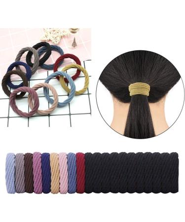 20-Piece Cotton Hair Ties Set - Elastic Ponytail Bands for Women and Girls - Multicolored + Black - 4.5cm Diameter - Buy Online on GoSupps.com