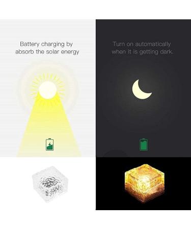 Set of 4 Solar Ice Cube Rocks Light LED Paver Garden in-Groud Buried Light Automatic Switch for Outdoor Path Road Yard Warm White - Buy Online on GoSupps.com