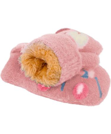 Cute Fox Knitting Short Full Finger Gloves for Toddler Kids | Thermal Plush Lining | 1-3 Yrs | Perfect for Winter, Cycling, Camping | Car/Pink - Buy Online on GoSupps.com