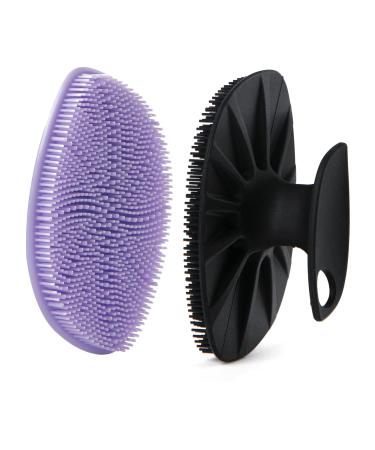 HieerBus Silicone Face Scrubber  Facial Cleansing Brush Silicone Manual Face Washing Brushes Gentle Exfoliation Pad & Massage Skin Care for Men Women Cleansing and Exfoliating  Black+Purple